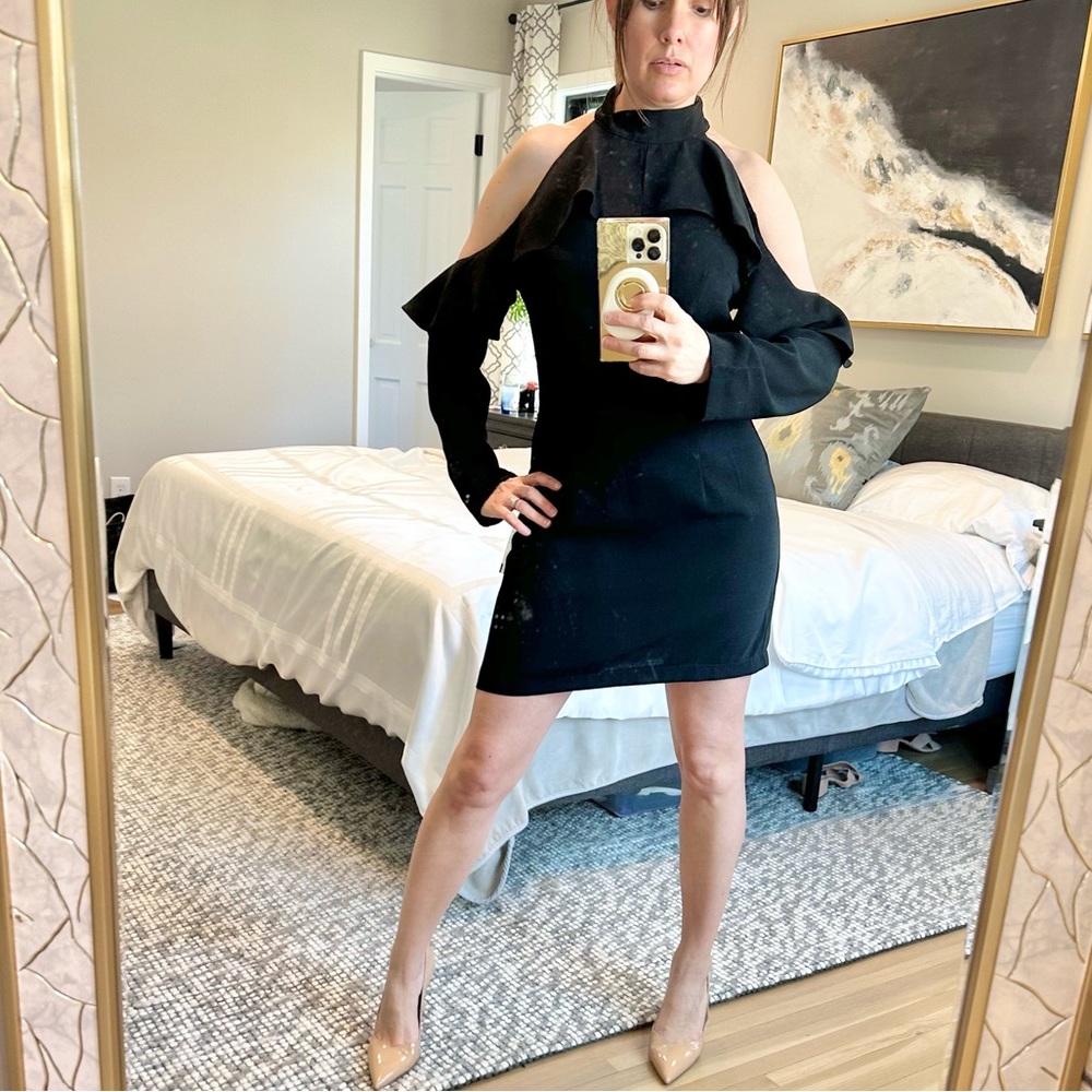 Lucca Couture Robin ruffle cold shoulder dress